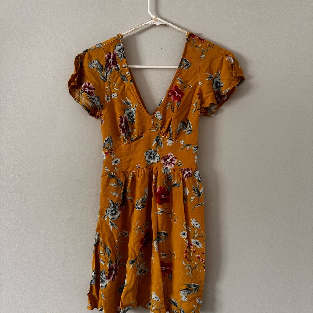 Floral Yellow Mini Dress